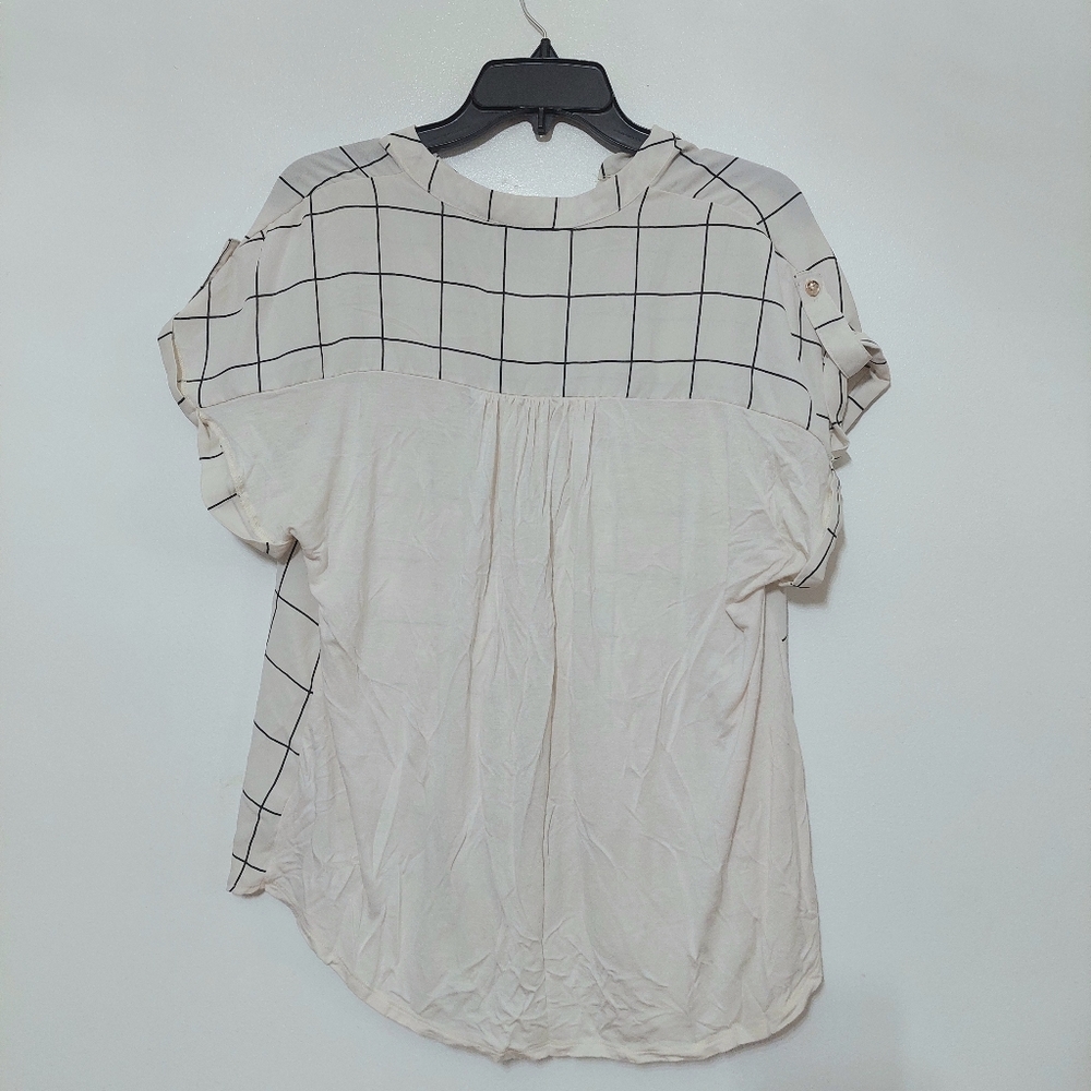 Janet Chung Stylish Grid Pattern Button-Down Shirt XL Hi Low - Picture 4 of 5